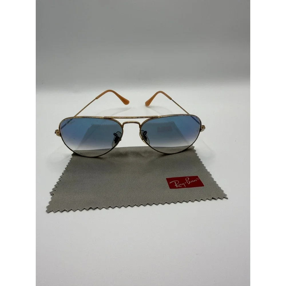 Ray-Ban RB3025 Aviator Large Metal Gold Blue Gradient Sunglasses 55mm 001/3F